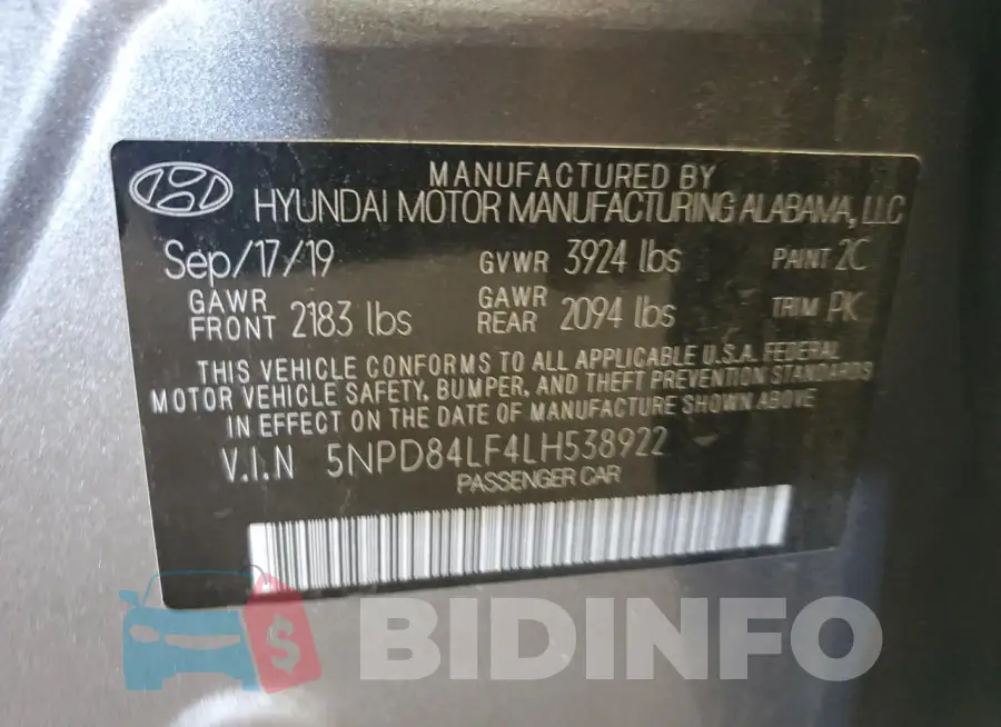 5NPD84LF4LH538922 Photo# 13