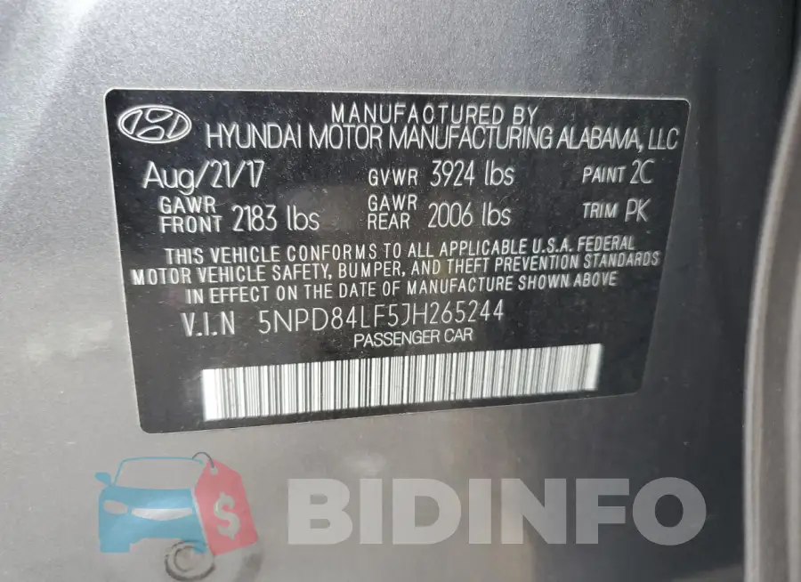 5NPD84LF5JH265244 Photo# 12