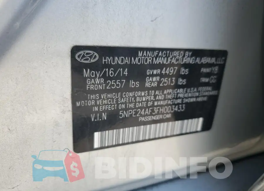 5NPE24AF3FH003433 Photo# 12
