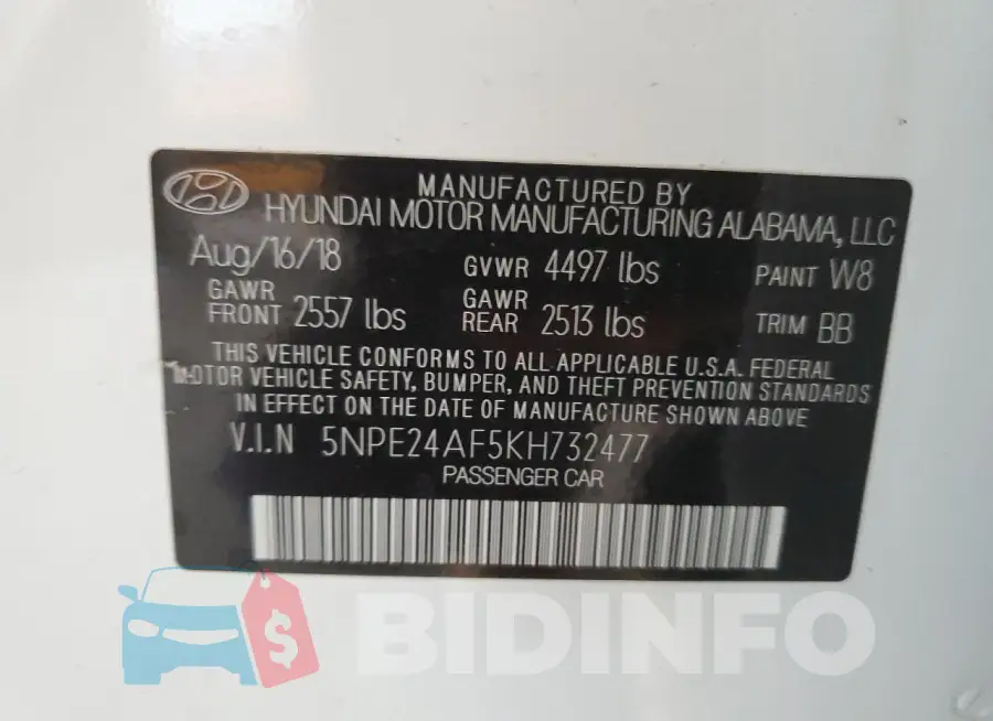 5NPE24AF5KH732477 Photo# 13