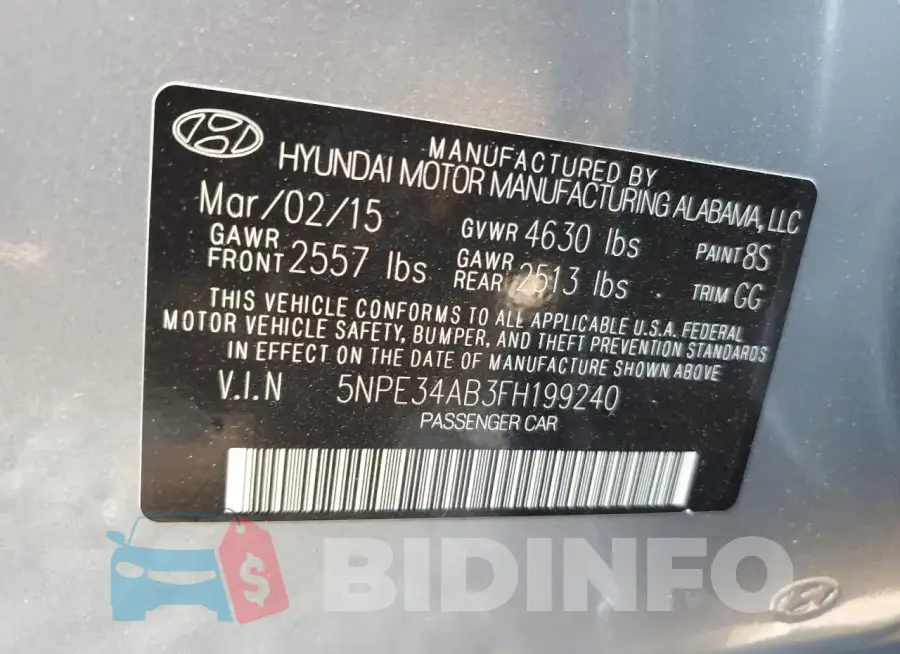 5NPE34AB3FH199240 Photo# 13