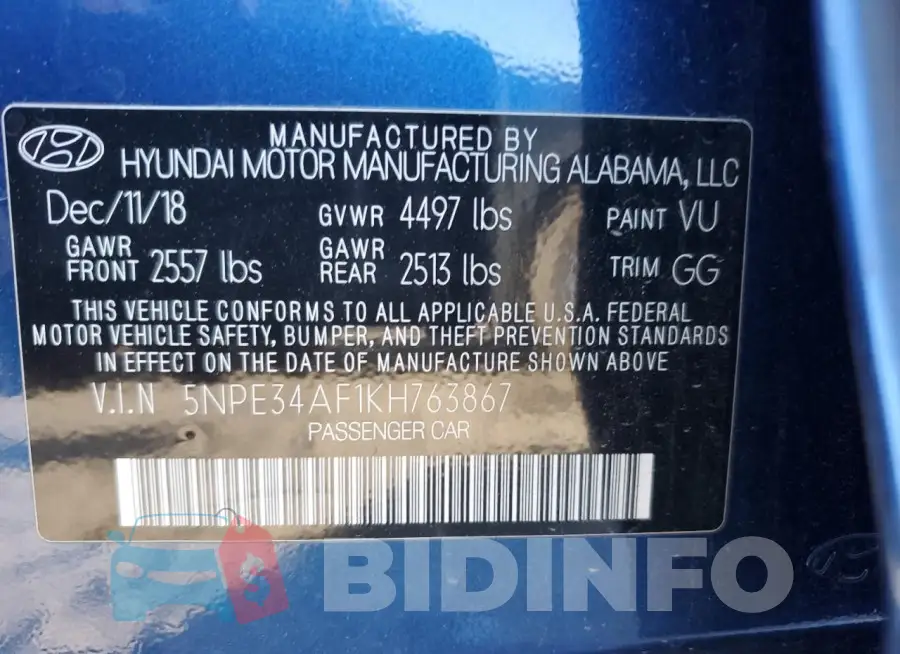 5NPE34AF1KH763867 Photo# 12