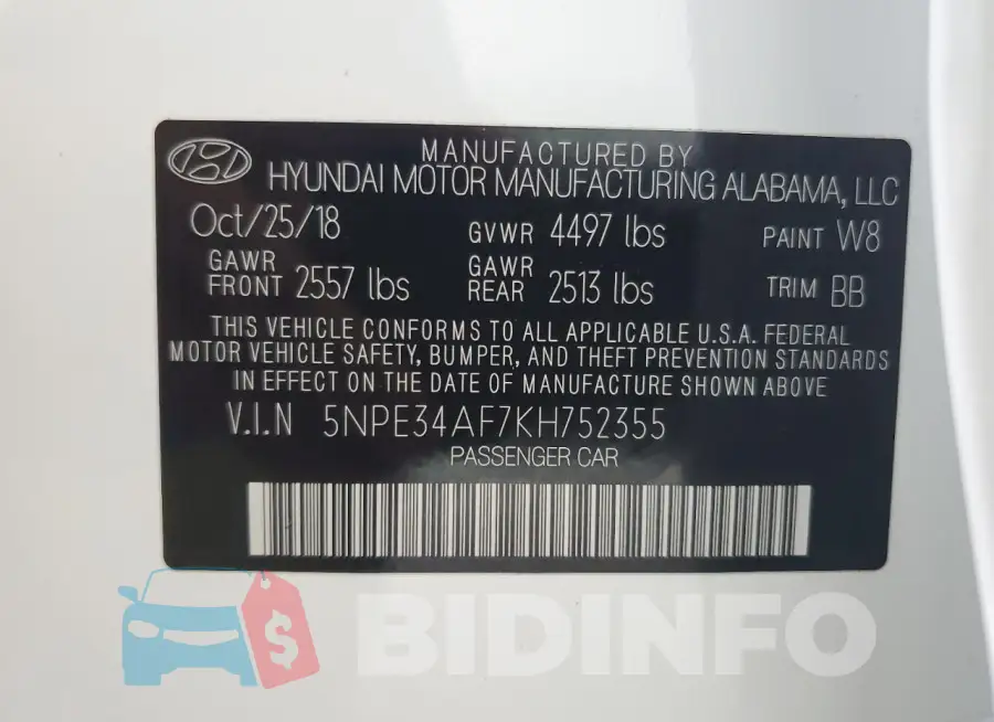 5NPE34AF7KH752355 Photo# 12