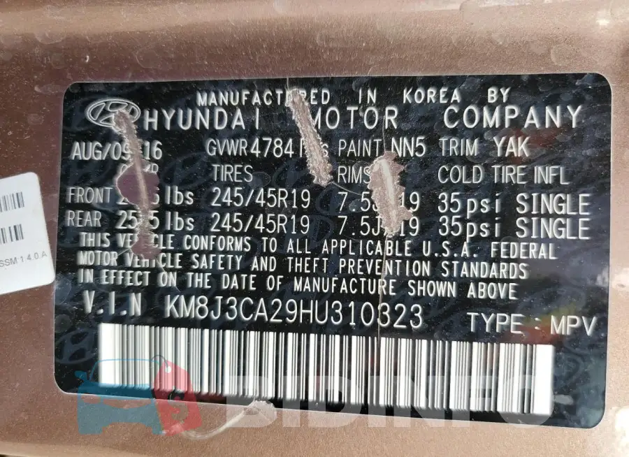KM8J3CA29HU310323 Photo# 12