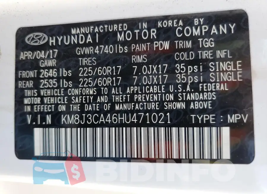 KM8J3CA46HU471021 Photo# 14