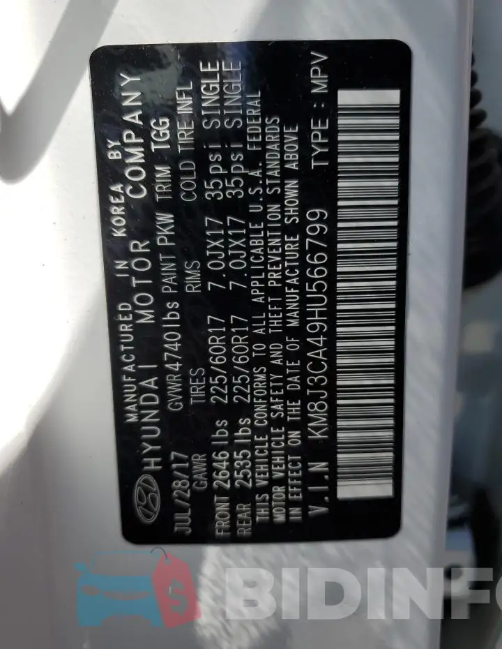 KM8J3CA49HU566799 Photo# 12