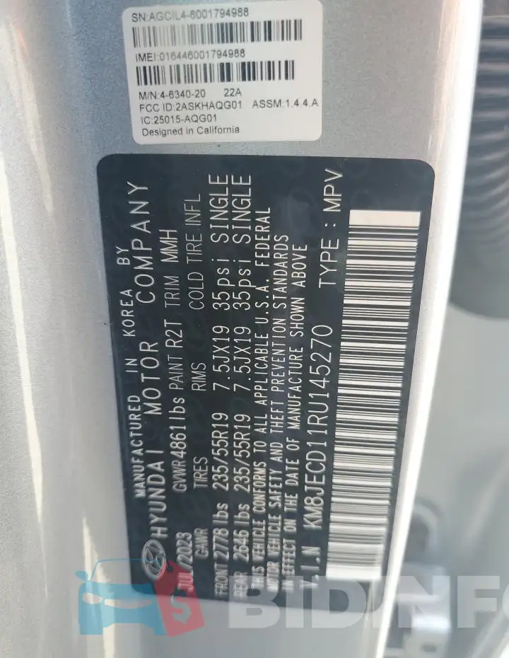 KM8JECD11RU145270 Photo# 12