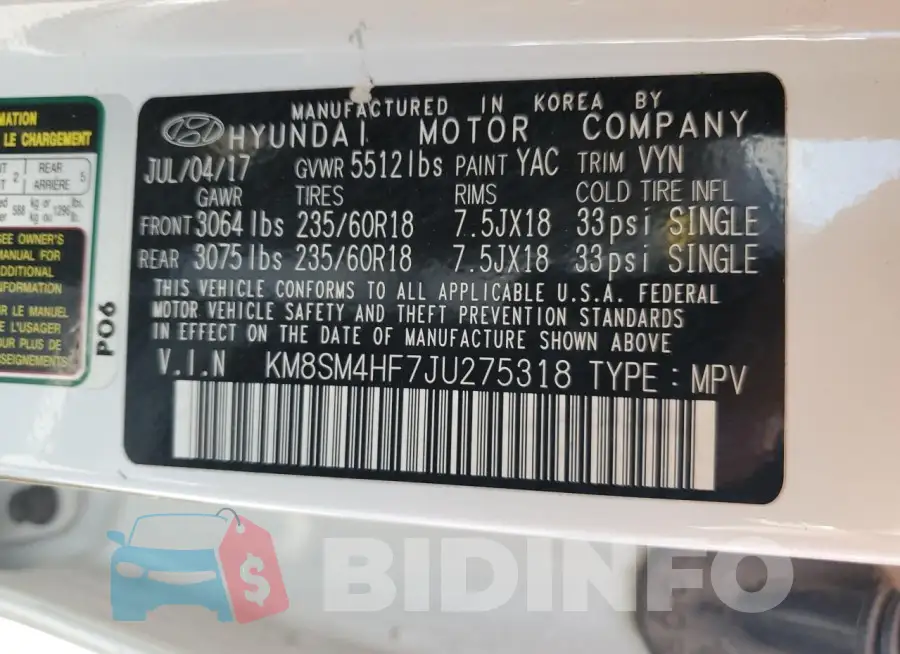 KM8SM4HF7JU275318 Photo# 12