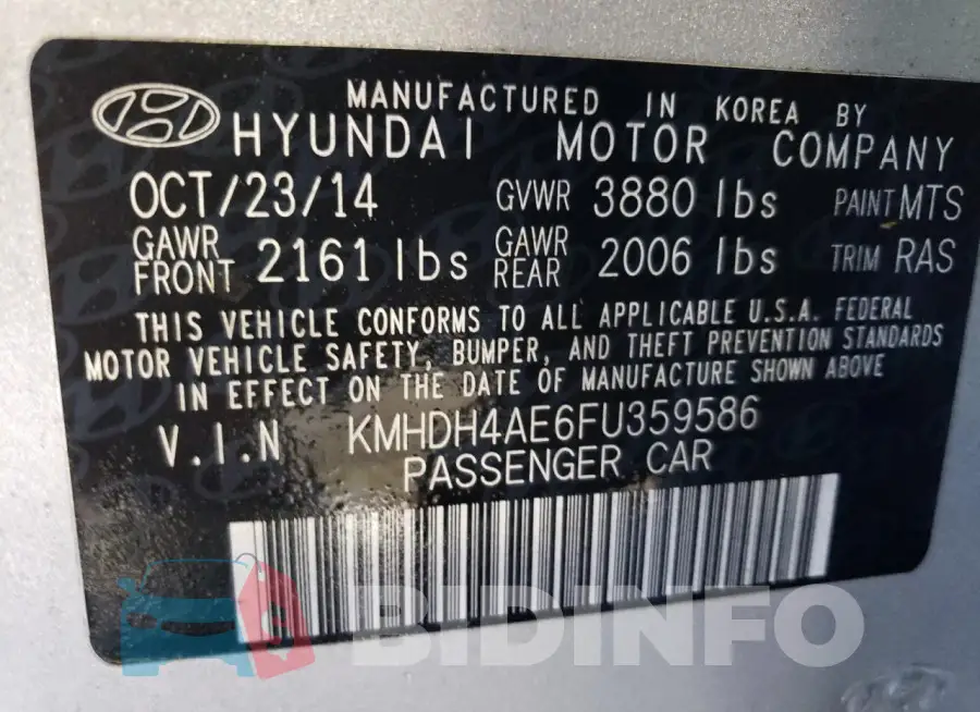 KMHDH4AE6FU359586 Photo# 12