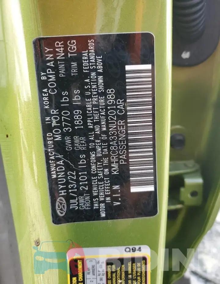 KMHRC8A33NU201988 Photo# 13