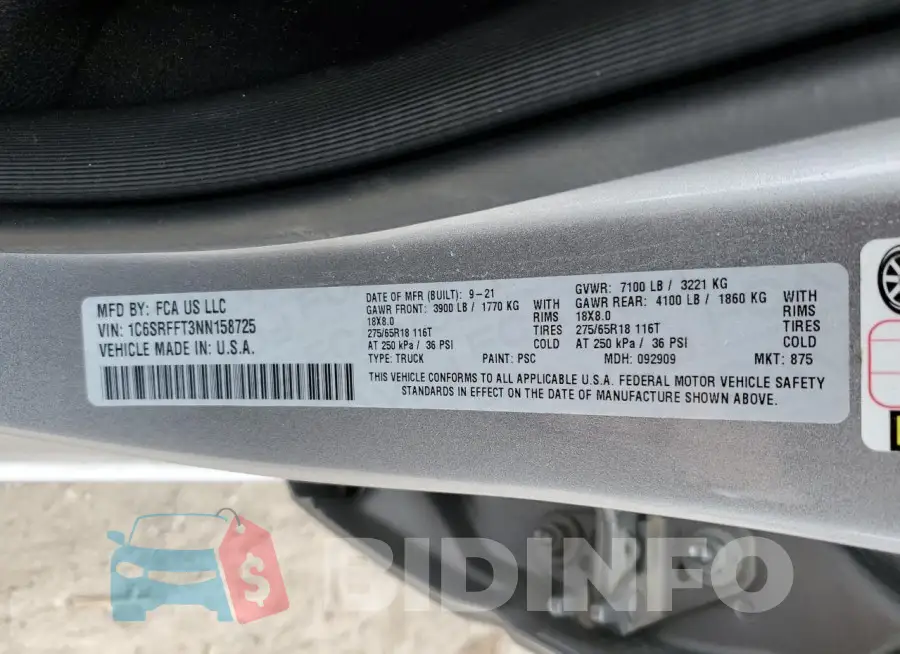 1C6SRFFT3NN158725 Photo# 12