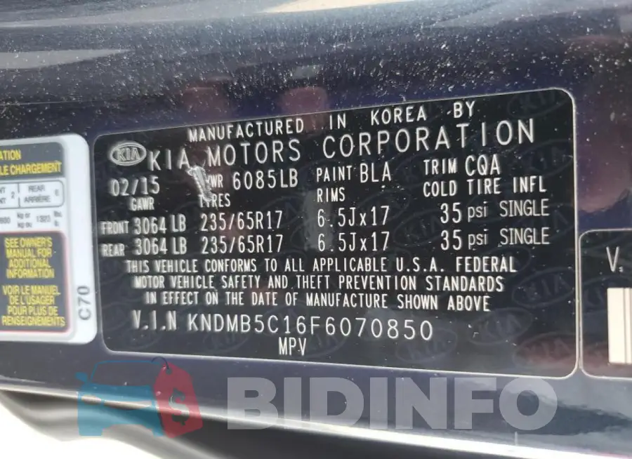 KNDMB5C16F6070850 Photo# 13