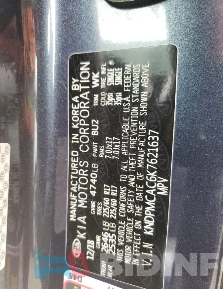 KNDPMCAC6K7621637 Photo# 12