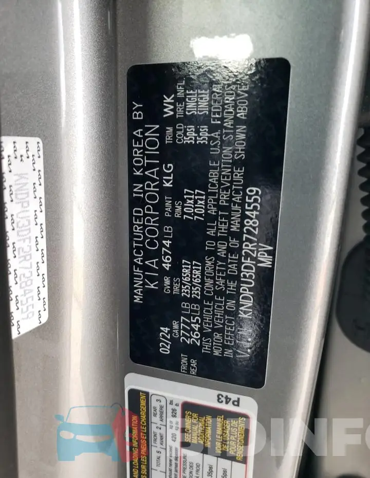 KNDPU3DF2R7284559 Photo# 12