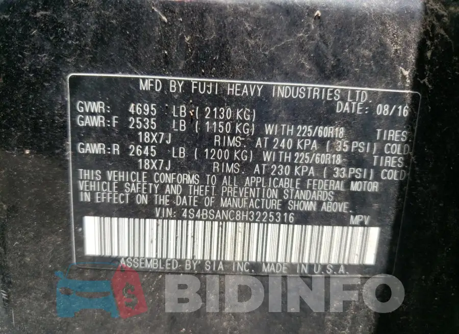 4S4BSANC8H3225316 Photo# 13
