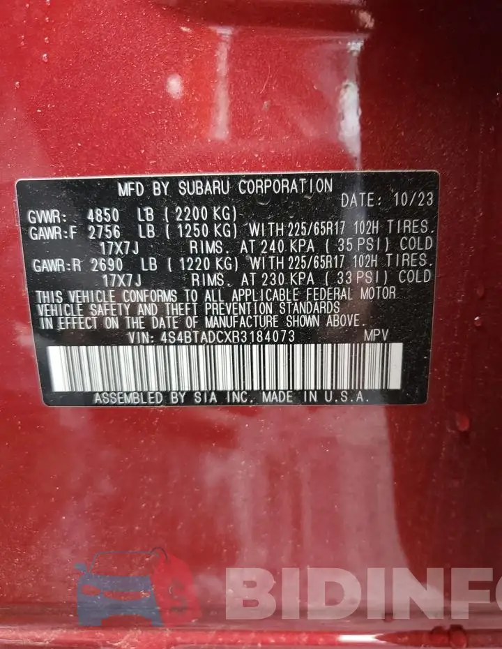 4S4BTADCXR3184073 Photo# 14