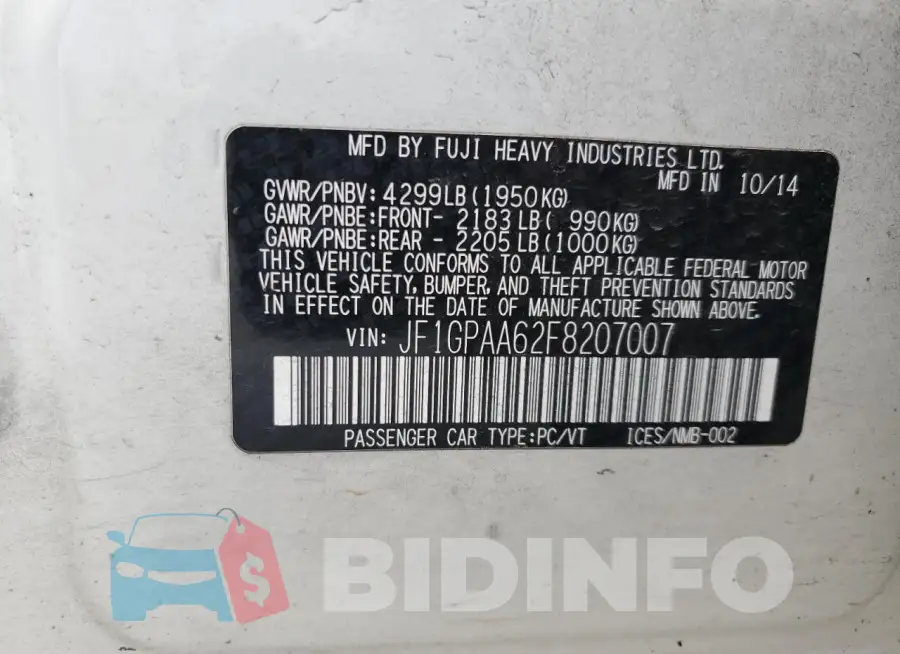 JF1GPAA62F8207007 Photo# 14