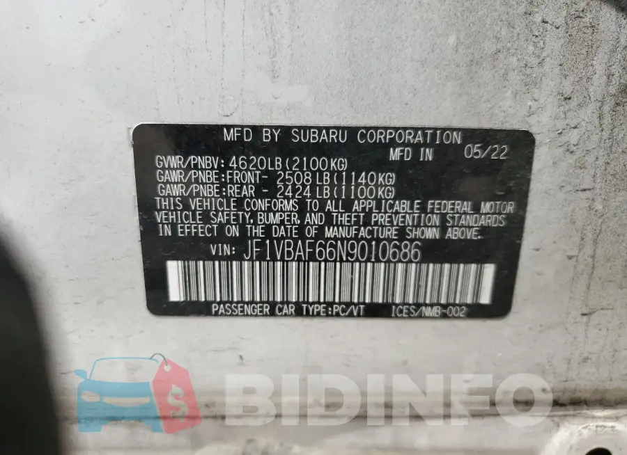 JF1VBAF66N9010686 Photo# 12