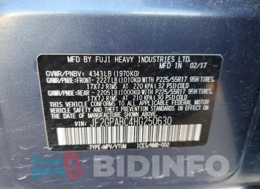 JF2GPABC4HG250630 Photo# 14