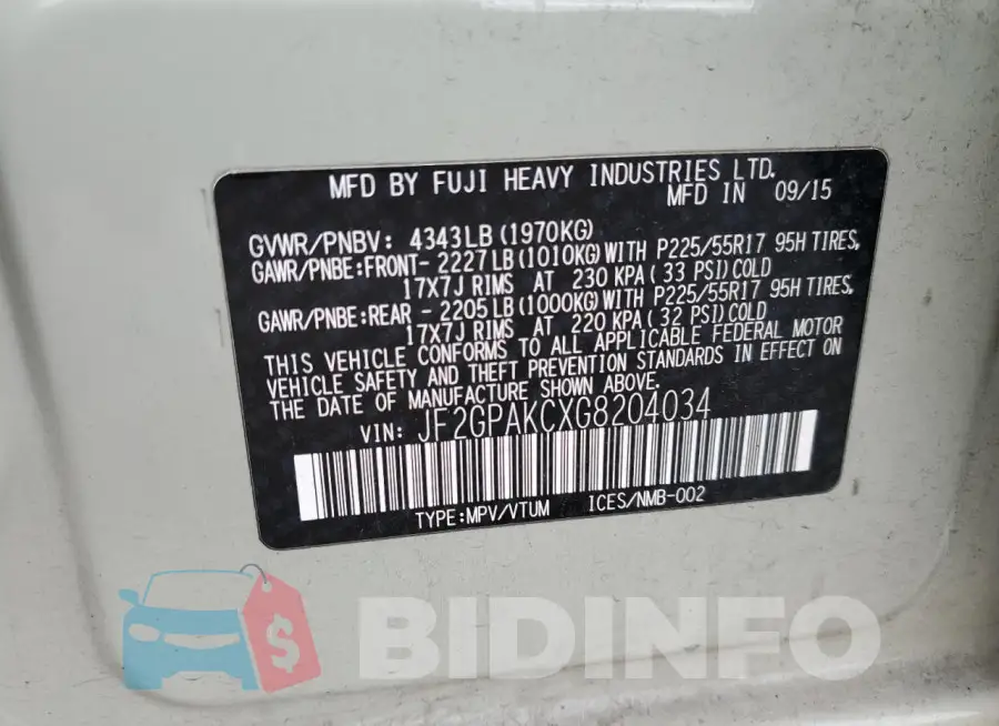 JF2GPAKCXG8204034 Photo# 12