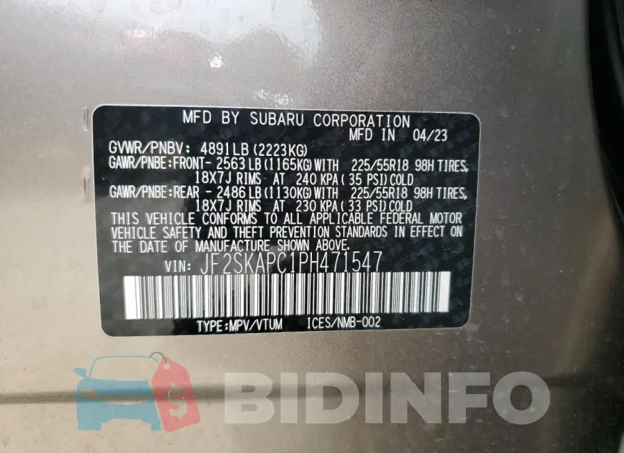 JF2SKAPC1PH471547 Photo# 13