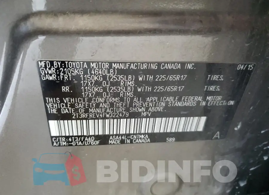 2T3RFREV4FW322479 Photo# 13