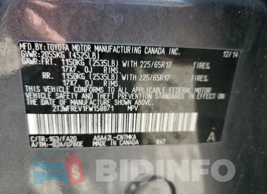 2T3WFREV1FW158871 Photo# 12