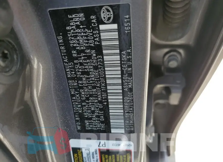 4T1BF1FK3FU057733 Photo# 12