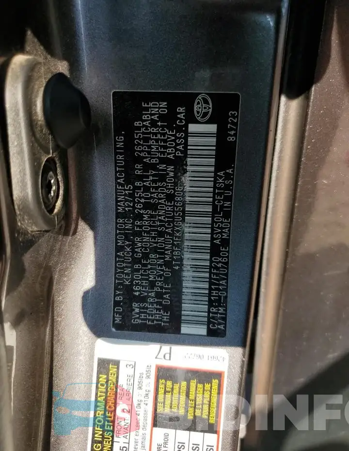 4T1BF1FKXGU556806 Photo# 12