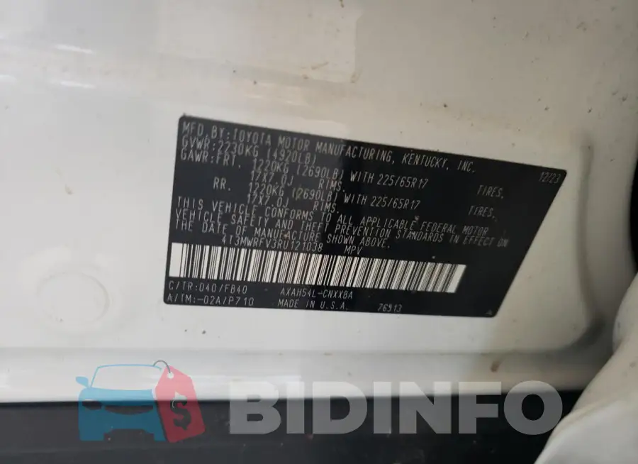 4T3MWRFV3RU121038 Photo# 12