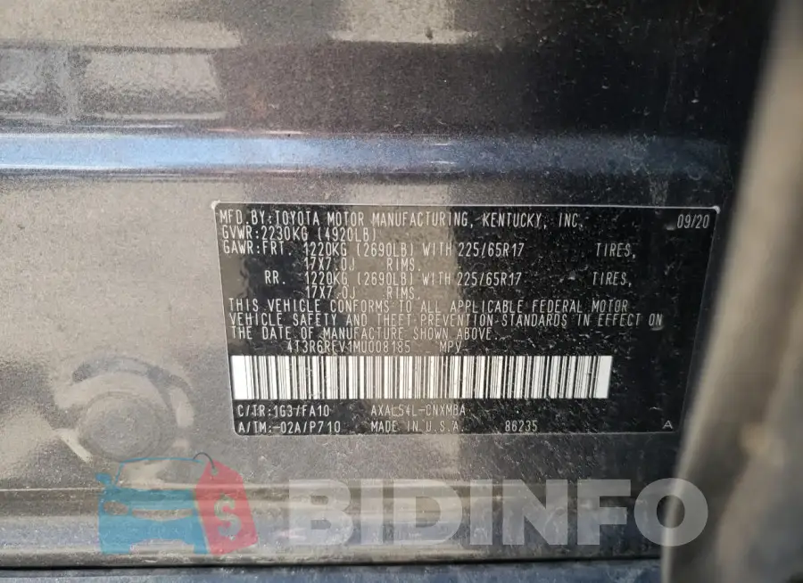 4T3R6RFV1MU008185 Photo# 13