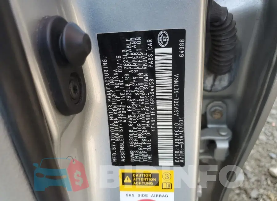 4T4BF1FK1GR564458 Photo# 13