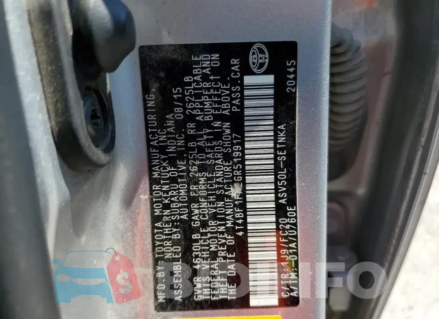 4T4BF1FK2GR519917 Photo# 12