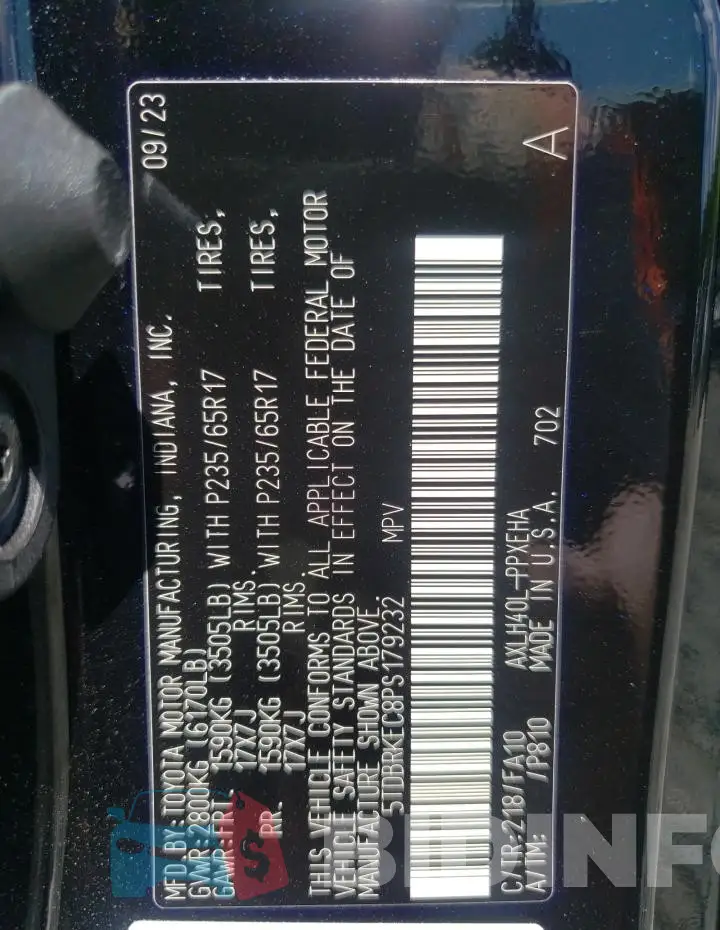 5TDBRKEC8PS179232 Photo# 13