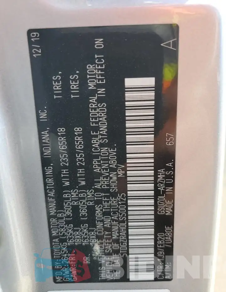 5TDGZRAH0LS500125 Photo# 13