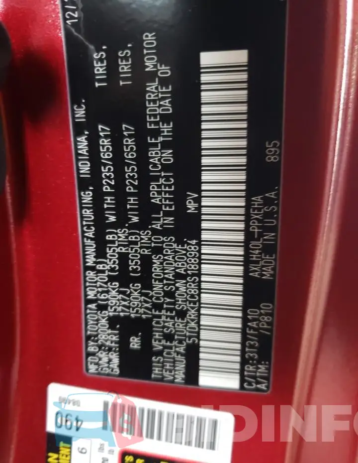 5TDKRKEC8RS188984 Photo# 13