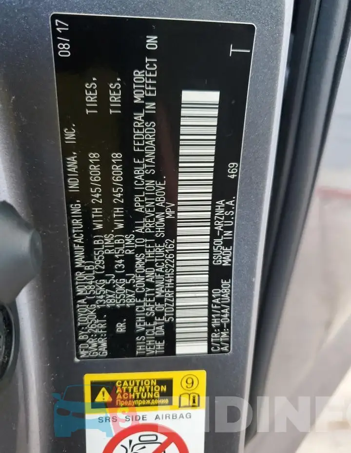 5TDZZRFH4HS226162 Photo# 12