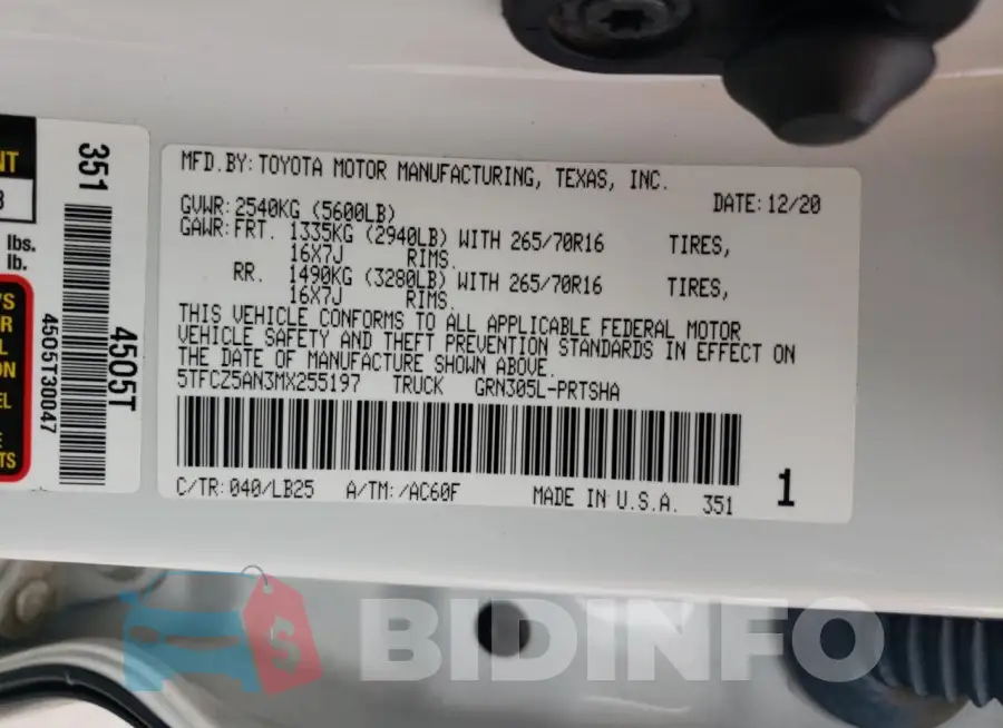 5TFCZ5AN3MX255197 Photo# 12