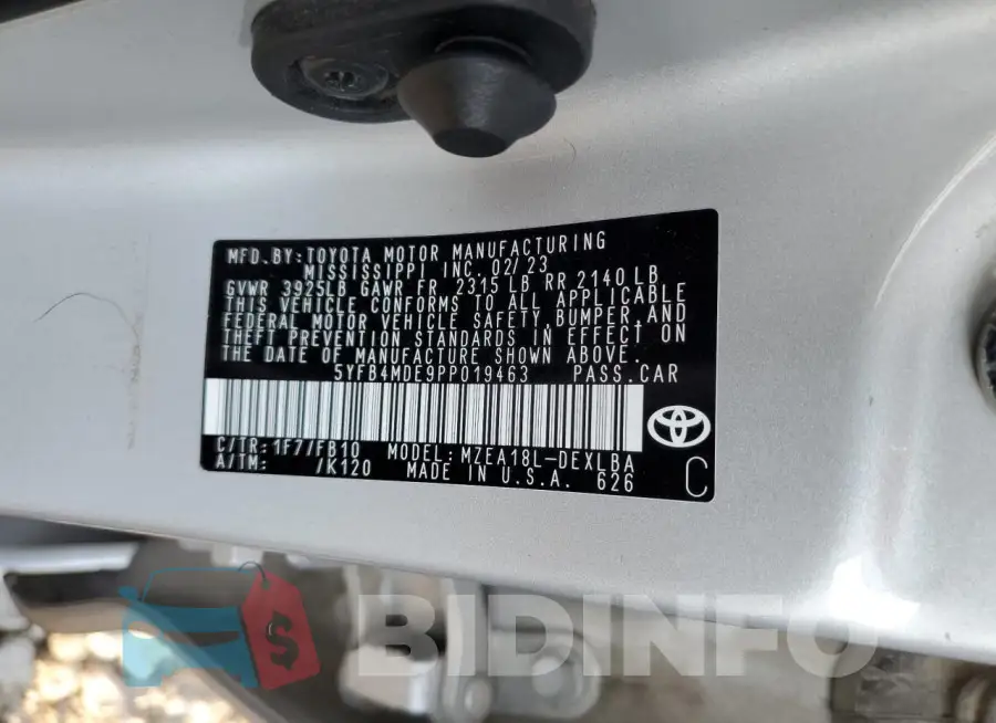 5YFB4MDE9PP019463 Photo# 13
