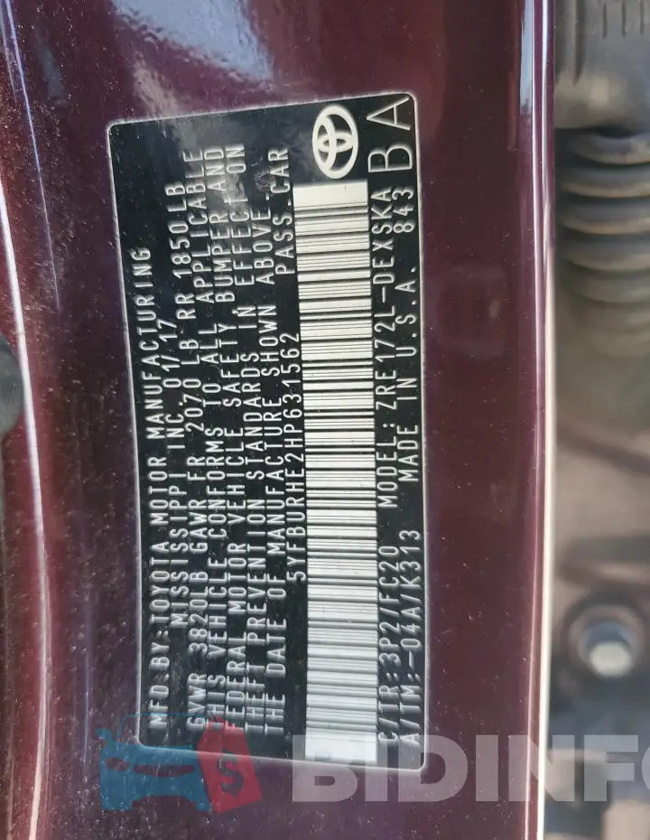 5YFBURHE2HP631562 Photo# 13