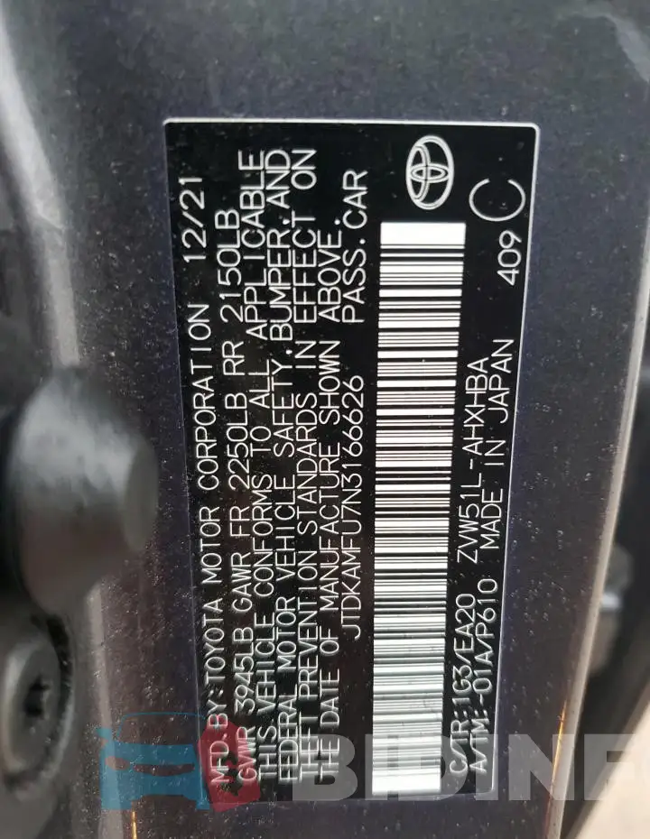 JTDKAMFU7N3166626 Photo# 13