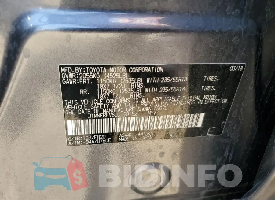 JTMNFREV8JD120152 Photo# 12