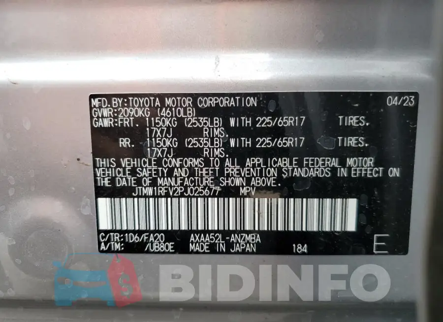 JTMW1RFV2PJ025677 Photo# 13