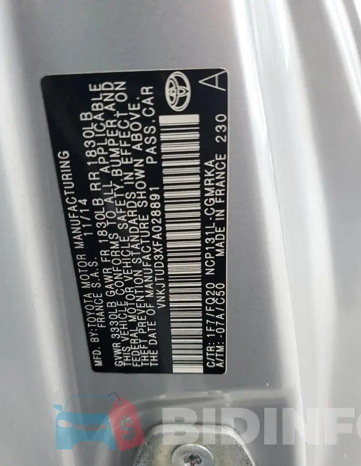 VNKJTUD3XFA028891 Photo# 12