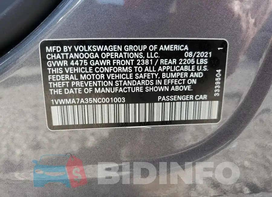 1VWMA7A35NC001003 Photo# 13