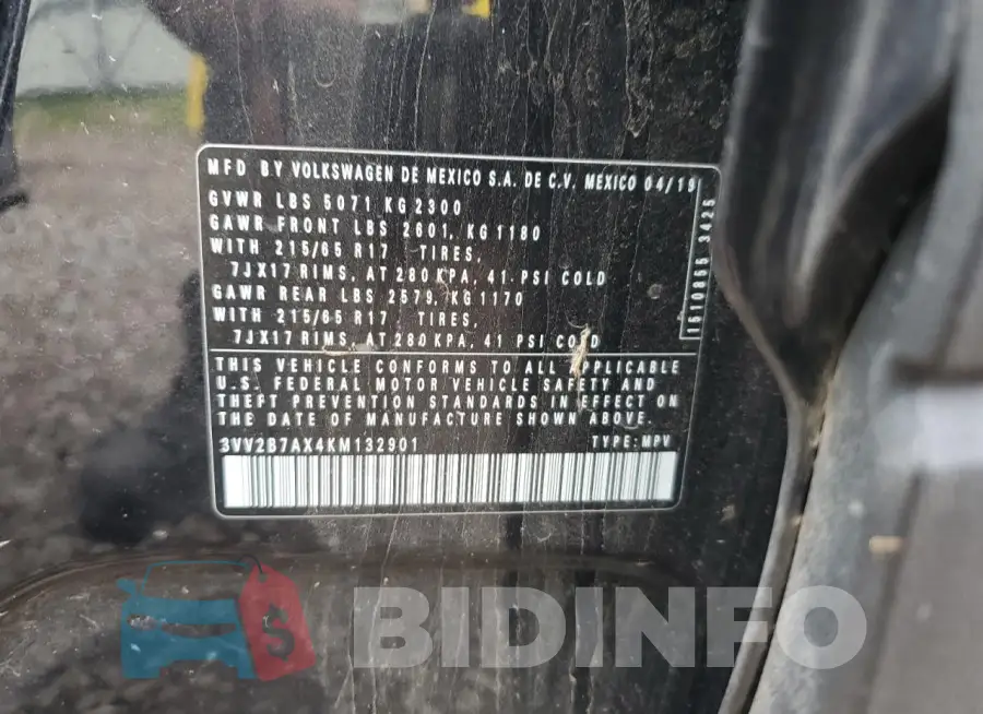3VV2B7AX4KM132901 Photo# 14