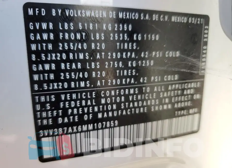 3VV3B7AX6MM107859 Photo# 13