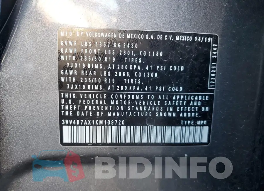 3VV4B7AX1KM139720 Photo# 13
