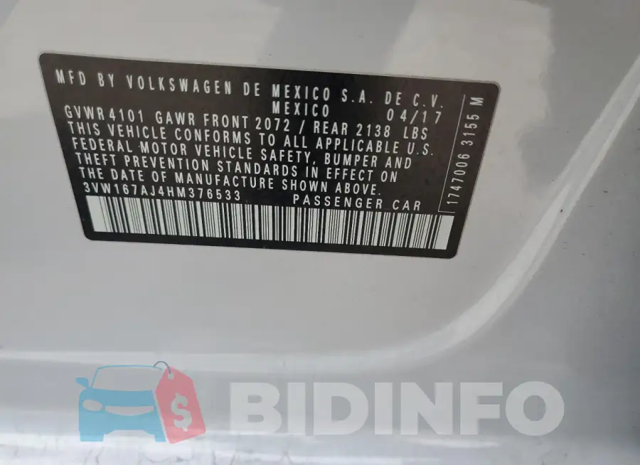 3VW167AJ4HM376533 Photo# 12