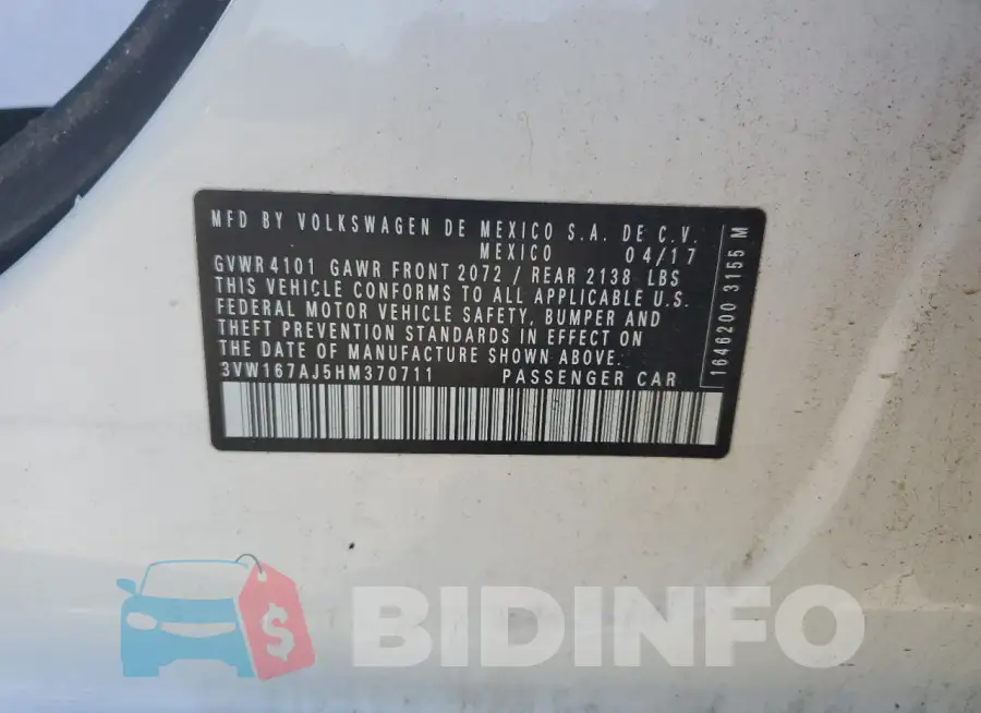 3VW167AJ5HM370711 Photo# 12